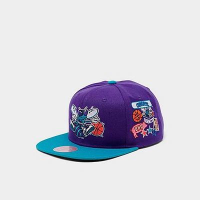 Mitchell And Ness Mitchell & Ness Nba Charlotte Hornets Patch Overload Snapback Hat In Green/purple