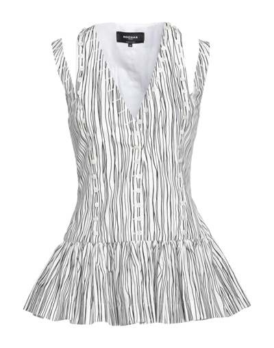 Rochas Striped Cotton Poplin Top In White,black