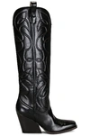 Stella Mccartney 90 Black Faux Leather Knee-high Cowboy Boots