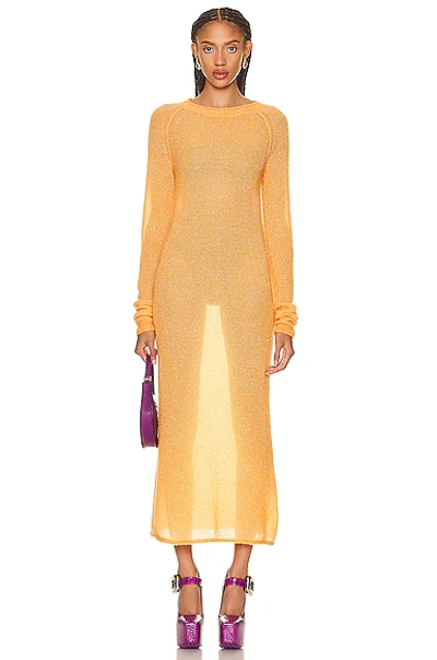 Acne Studios Knitted Crew Neck Dress In Apricot Orange