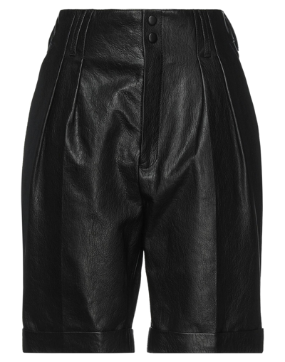 Saint Laurent Woman Shorts & Bermuda Shorts Black Size 6 Soft Leather