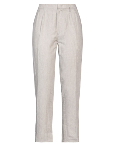 Dondup Woman Pants Light Grey Size 28 Linen, Viscose