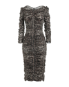Dolce & Gabbana Elegant Leopard Print Midi Bodycon Dress In Gold