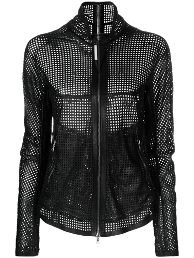 Isaac Sellam Experience Sheer Mesh Zip-up Jacket In Black