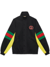 Gucci Logo-patch Web-motif Jacket In 1152 Black