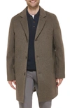 Cole Haan Classic Wool Blend Plush Notched Collar Coat In Truffle