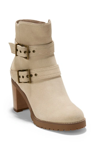 Cole Haan Women's Foster Buckled High Heel Booties In Sesame Suede