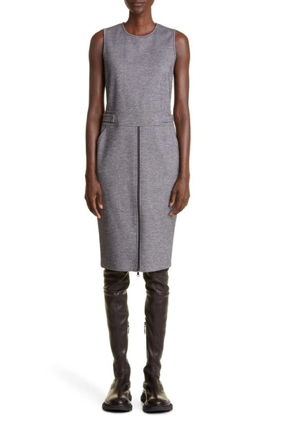Max Mara Ginnata Zip Front Wool Midi Dress In Dark Grey