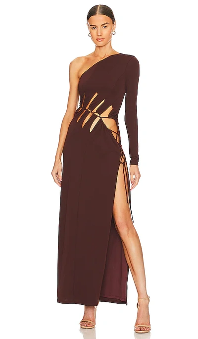 nbd brown dress NBD Brown Kalena Embellished maxi dress UK S main image 0