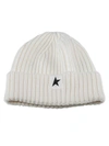 Golden Goose Star Beanie Hats In White Wool