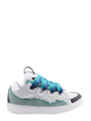 Lanvin White Curb Leather Sneakers In Green