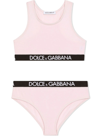 Dolce & Gabbana Kids' Logo-trim Underwear Set In Pink