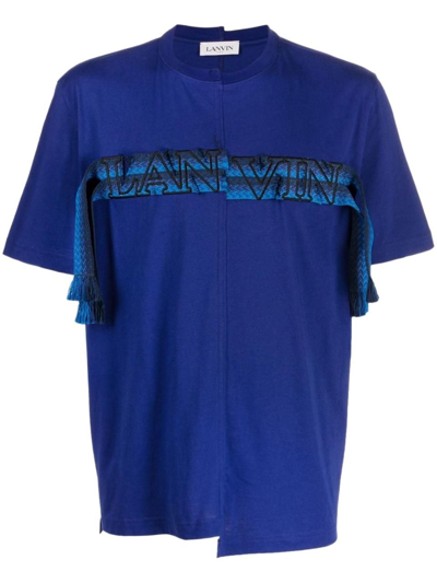 Lanvin Cornflower Blue Asymmetrical Cotton T-shirt