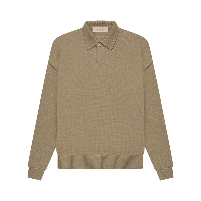 Pre-owned Essentials Fear Of God  Knit Long-sleeve Polo 'oak' In Green
