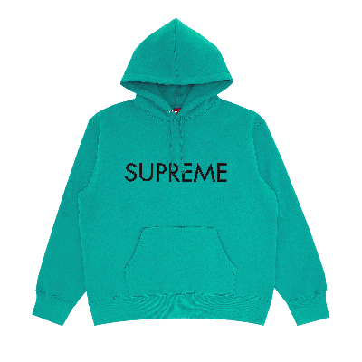Pre-owned Supreme Capital Hooded Sweatshirt 'dark Aqua' In Blue