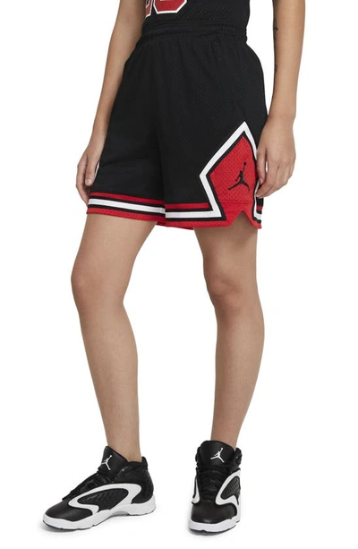 Jordan Nike  Essential Diamond Shorts In Black/ Red