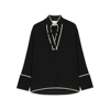 Erika Cavallini Tie-front Piped-trim Blouse In Black
