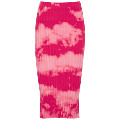 Cotton Citizen Capri Pink Tie-dyed Stretch-cotton Midi Skirt In Fuchsia