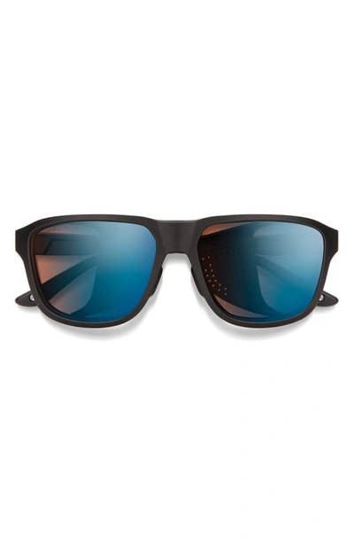 Smith Embark 58mm Chromapop™ Polarized Square Sunglasses In Matte Black / Glacier Copper