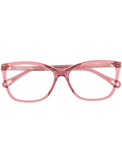 Chloé 方框眼镜 In Pink