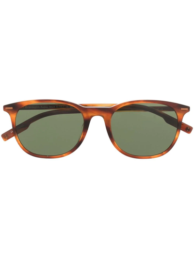 Zegna Tortoiseshell Square-frame Sunglasses