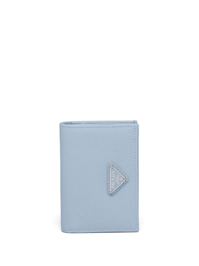 Prada Logo-plaque Small Wallet In Blue