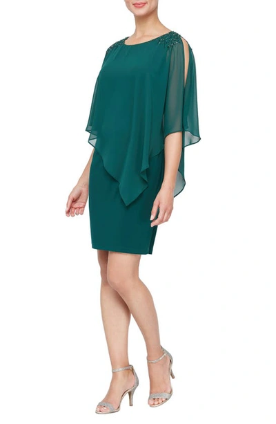 Slny Beaded Neck 2 Piece Sleeveless Jacket Dress In Pne