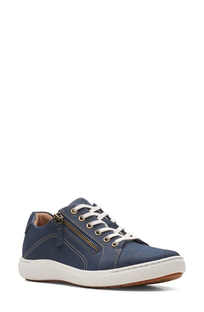 Clarks Nalle Lace-up Trainer In Navy Nubuck