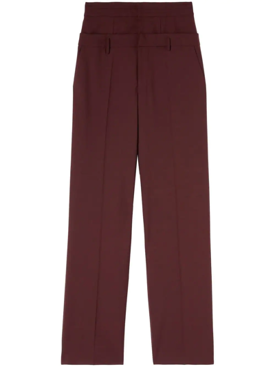 Off-white High Double-waist Effect Trousers In Braun