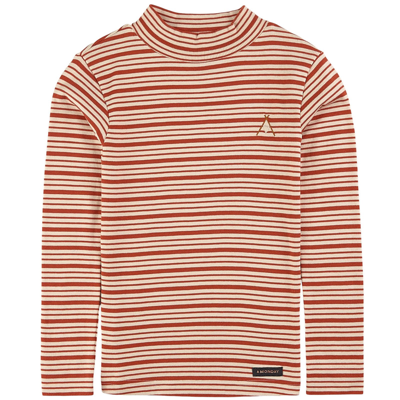 A Monday In Copenhagen Kids' Ami Striped T-shirt Rooibos Tea Stripe In Red