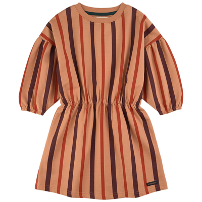 A Monday In Copenhagen Kids' Nanna Striped Dress Toasted Nut In Orange