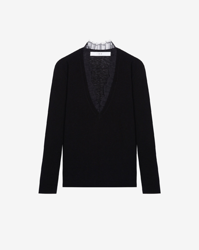 Iro Pull Col V En Dentelle Haby In Black