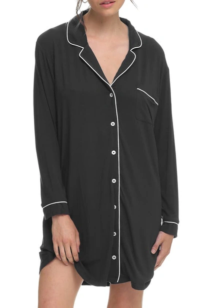 Papinelle Kate Long Sleeve Nightgown In Black