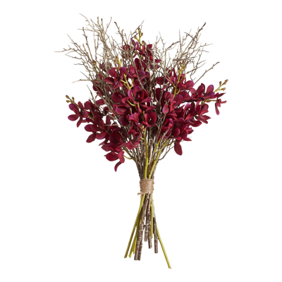 Oka Faux Pussy Willow And Orchid Bunch - Dark Brown/burgundy