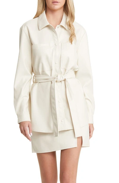 Vero Moda Bella Faux Leather Shirt Jacket In Birch