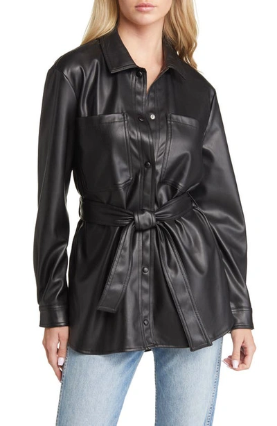 Vero Moda Bella Faux Leather Shirt Jacket In Black