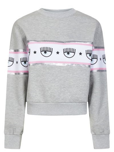 Chiara Ferragni Maxilogomania Sweatshirt In Lunar Rock