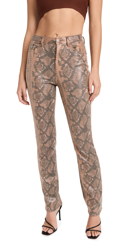 Afrm Heston Faux Leather Pants In Tan/brown Snake