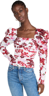 Aje Women's Marlene Ruched Cotton Top In Roses Of Provence Print
