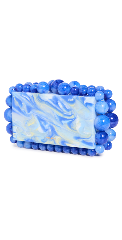 Cult Gaia Eos Beaded Acrylic Box Clutch In Blue