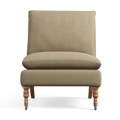 Oka Large Apadana Linen Armless Chair - Wild Oats Wide Herringbone