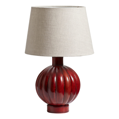 Oka Karaffel Leather Table Lamp - Brushed Red