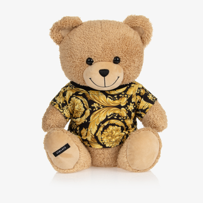 Versace Babies' Gold Baroque Teddy Bear (30cm) In Beige