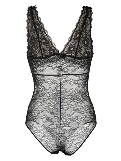 Twinset Floral-lace Body In Nero