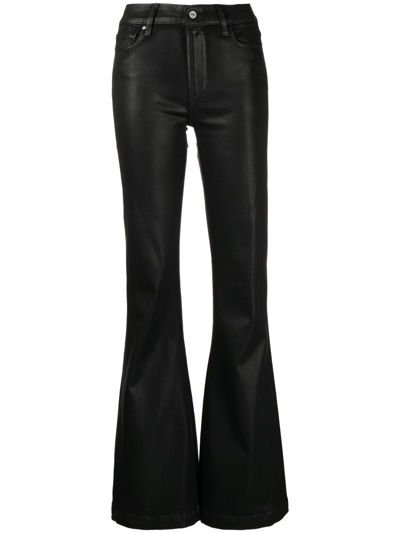 Paige Genevieve Coated Flared Jeans In Black