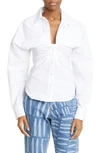 Alexander Wang Cummerbund Waist Cotton Poplin Shirt In White