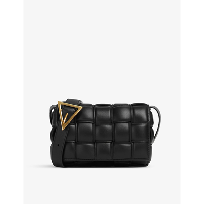 Bottega Veneta Cassette Padded Small Leather Cross-body Bag In Black-gold