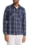 Wax London Sing Check Whiting Overshirt In Navy/ Grey