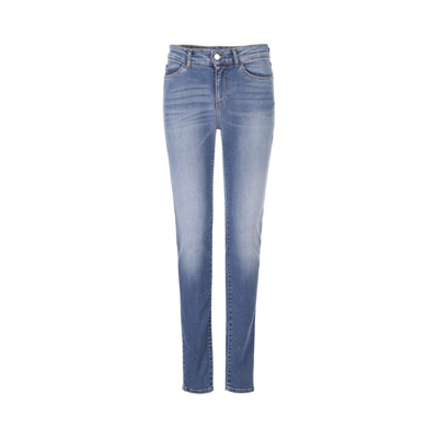 Emporio Armani Logo-stitch Skinny-jeans In Blue