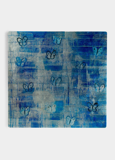 Hunt Slonem Summer Butterflies Placemat, Blue - 14.5"sq.